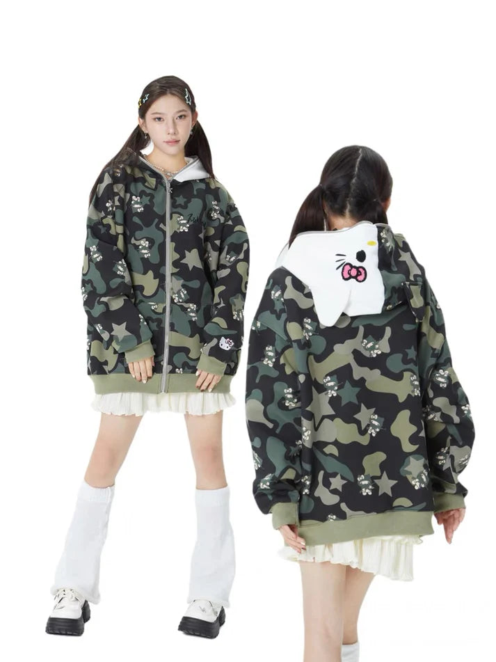 Hello Kitty Camo Zip-Up Hoodie