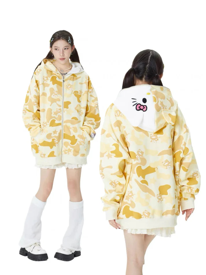 Hello Kitty Camo Zip-Up Hoodie