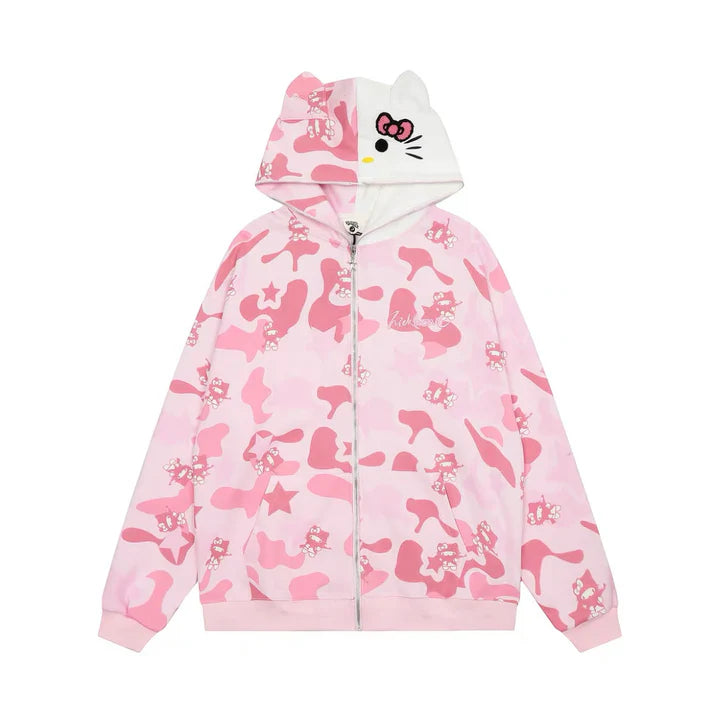 Hello Kitty Camo Zip-Up Hoodie