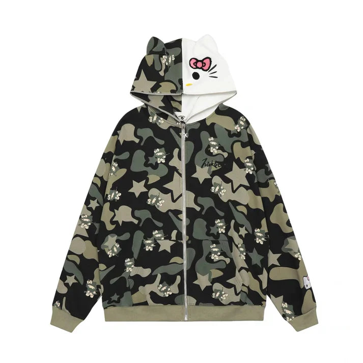 Hello Kitty Camo Zip-Up Hoodie