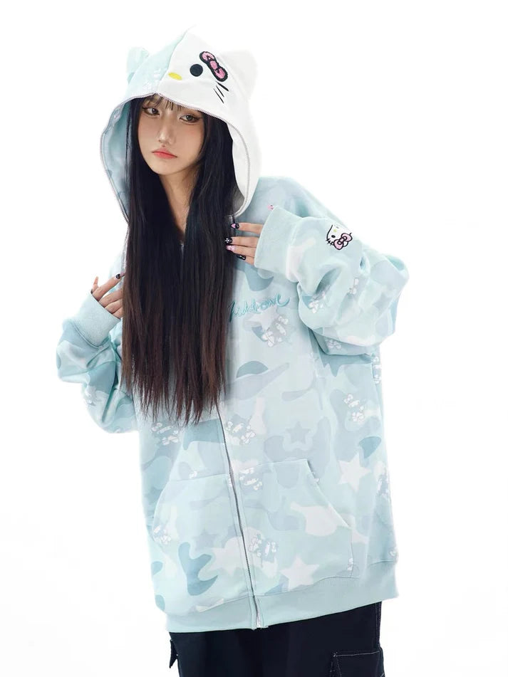 Hello Kitty Camo Zip-Up Hoodie